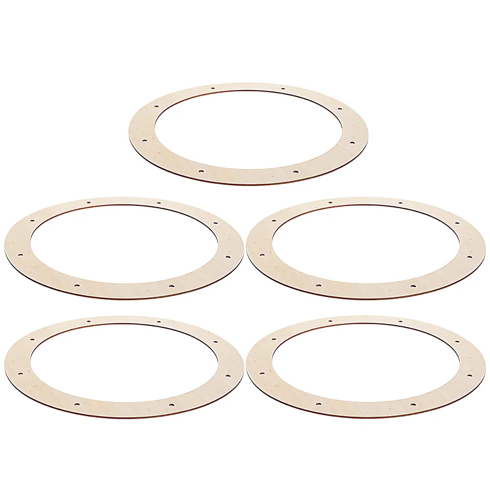 

5pcs Wooden Wreath Frames Sturdy Craft Rings for DIY Holiday Christmas Halloween Decorations Round Frame Wedding Home