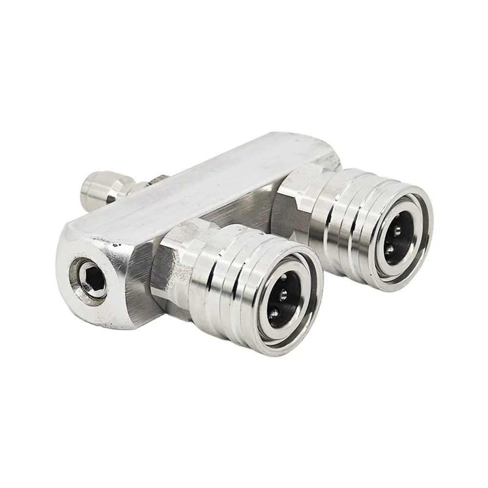 High Pressure Washer Dual Nozzle Adapter 2 in 1 1/4 inch Quick Connector Aluminum for Roof Car and Sidewalk Clean