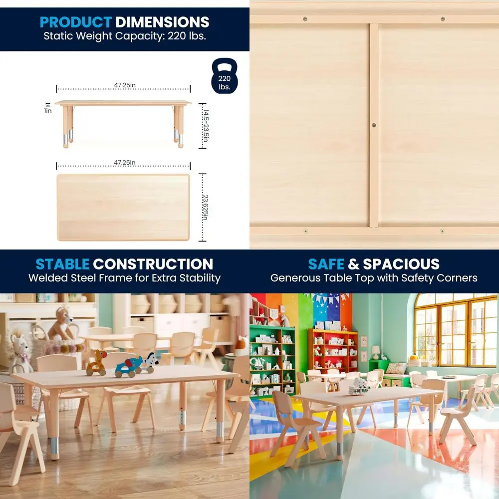 

Универсальный пластиковый стол Wren, 23,625 x 47,25, подходит для школ и дома, естественная отделка