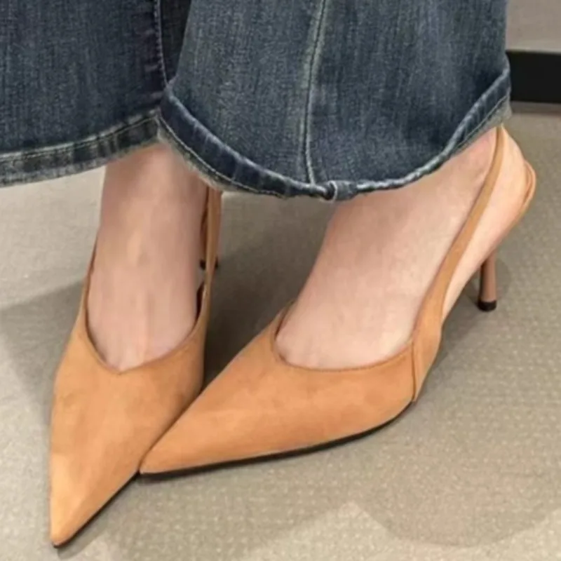 2025 damen Sommer Neue Mode Spitz Designer Outdoor Slip-On High Heels PU Leder Elegante Bankett Kleid Frauen sandalen