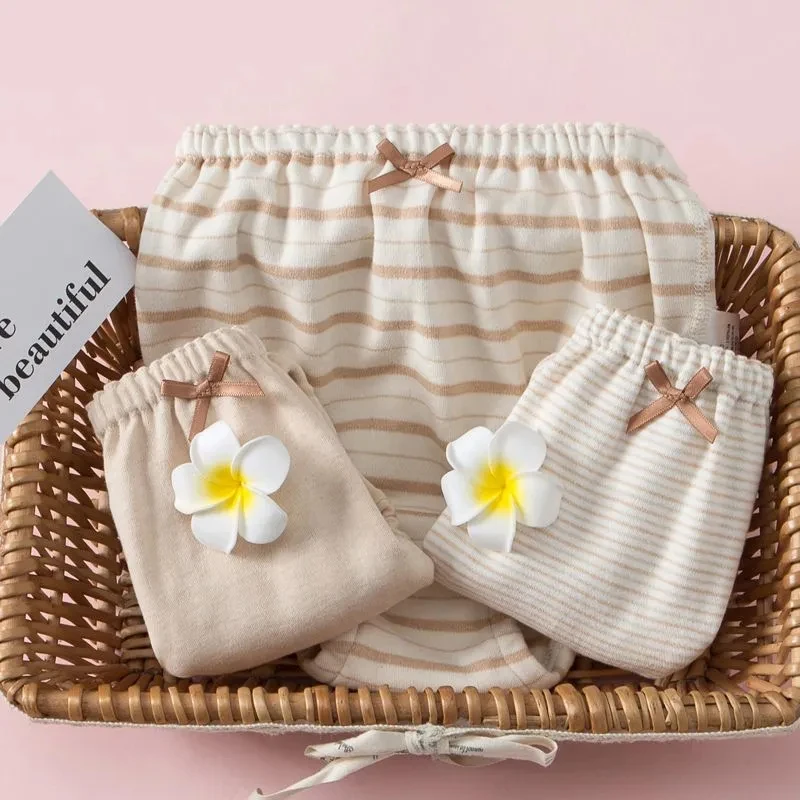 3X ABDL Adult Baby Bloomers Cotton Cute Panties Stripe Print Bow High Waisted Underwear Soft Comfortablet Training Couple Briefs