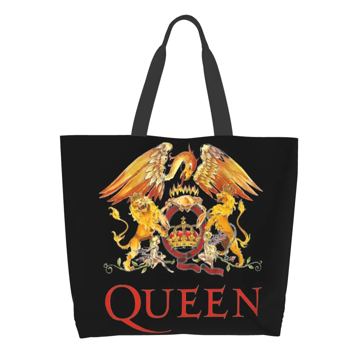 Bolsa de ombro britânica para mulheres, banda Queen, Freddie Mercury, bolsa de compras, livro de viagem conveniente, logotipo personalizado