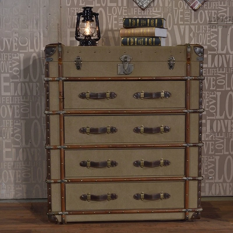 

Retro four-chest cabinet, old dining side , industrial style storage locker
