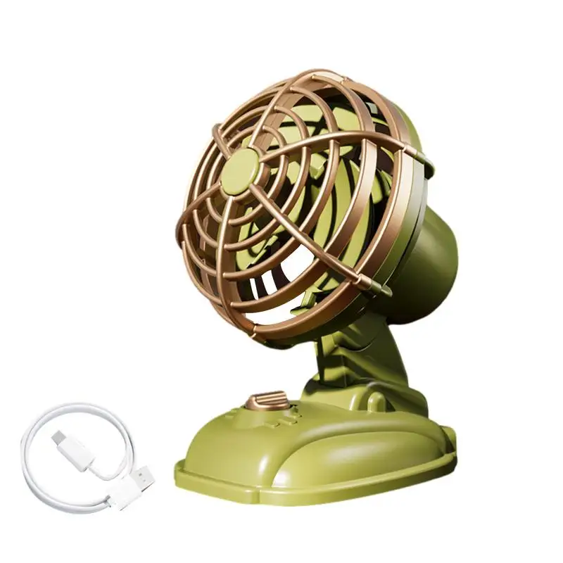 Small Fan Personal Desk Fan Rechargeable Vintage 2 Speed Strong Airflow Small Quiet Fan For Bedroom Home Desktop Travel