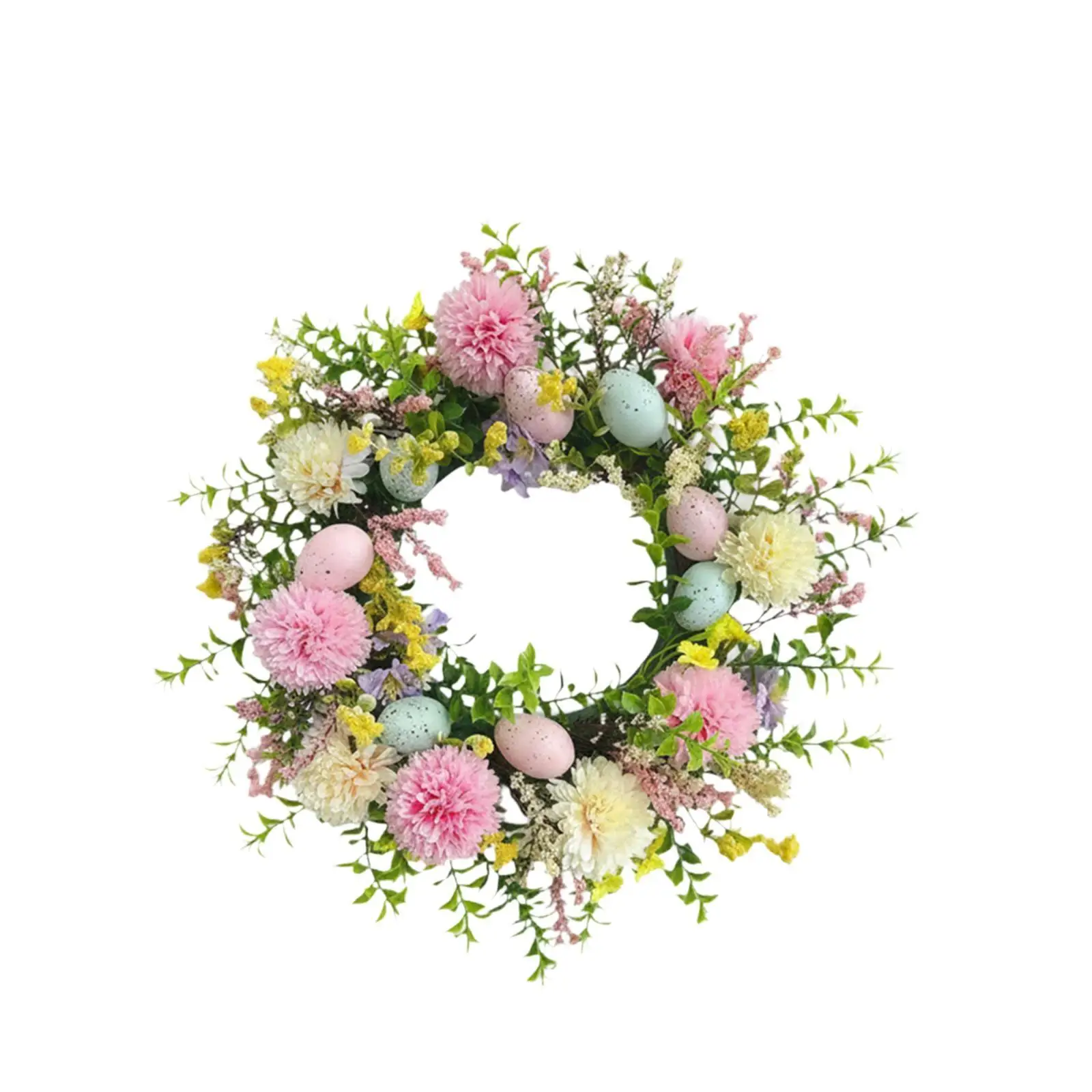 

Easter Egg Wreath Front Door Wreath Faux Greenery Versatile Decorative Round Garland for Wall Celebration Porch Home Festival