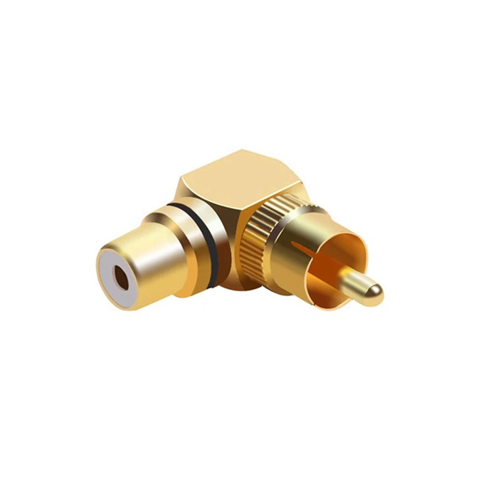 1/2 Pair Gold-Plated 90 Degree Right Angle RCA Male to Female Jack Audio Video Y Splitter AV TV Adapters Upgrade Metal Connector