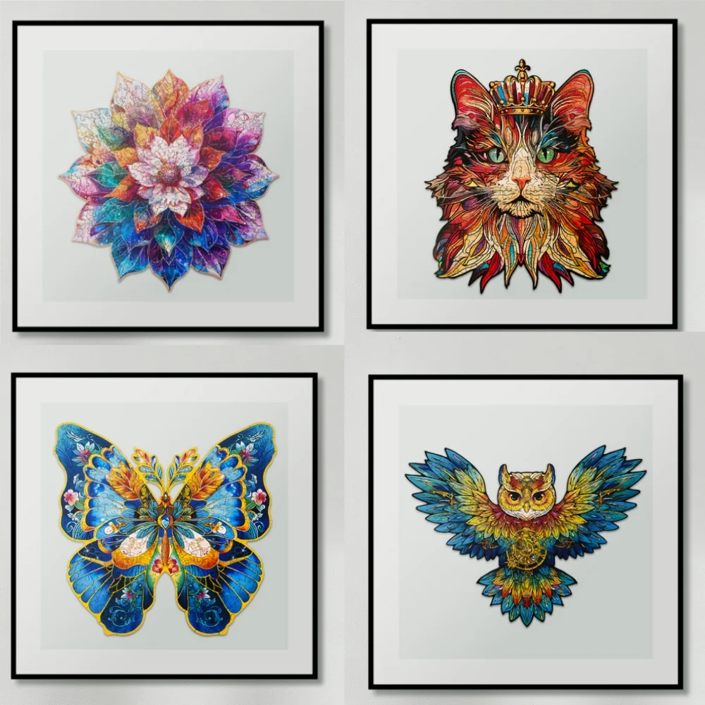 Robotime Mystic Mandala Flower Wooden Puzzle Morpho Helena Puzzle Cat King Puzzle Home Decor Adults Puzzle Games Family for Kids