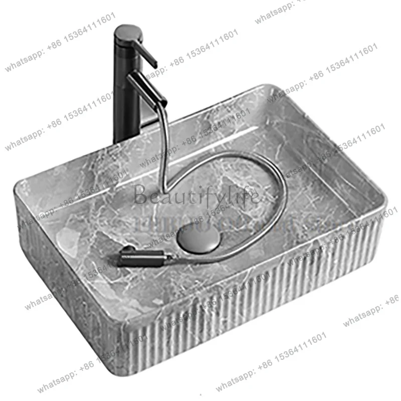 

Ceramic Bathroom Vessel Sink Bowl Above Counter Single Sink Lavatory Wash Hand Basin Household Countertop Wash Basin Porcelain
