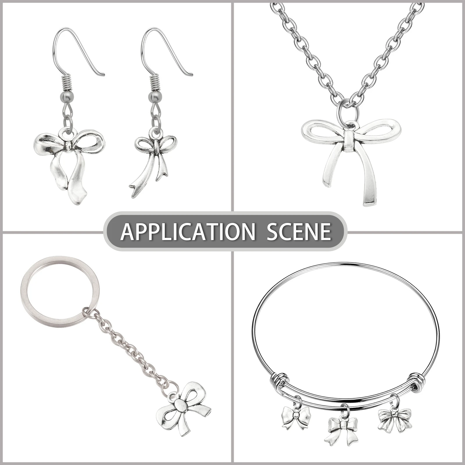 PandaHall 100 Stück 10 Stile Tibetische Schleifenanhänger Antik-Silber Schleifenanhänger für DIY Halsketten Armbänder Schmuckherstellung – Detail 6