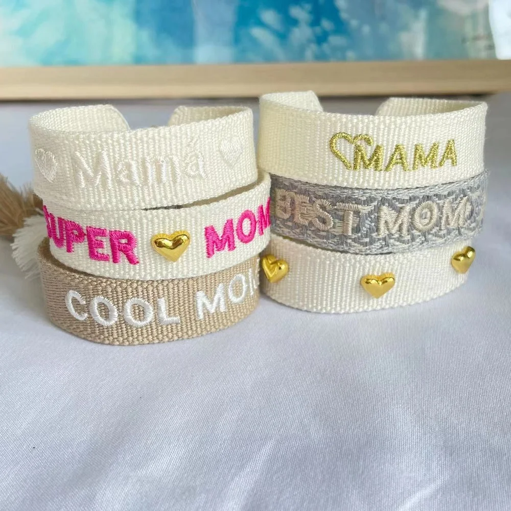 Woven Embroidery Bracelets Adjustable Bracelet Gift For Super Mom