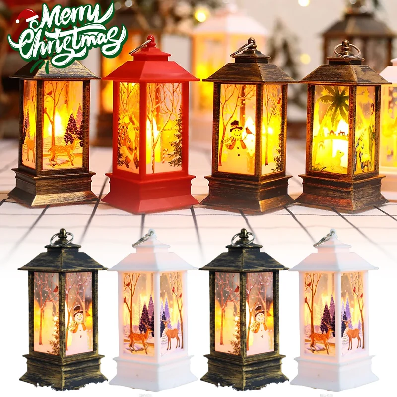 Weihnachten Glow LED Tischlampe Weihnachtsmann Laterne Dekor mit Schneemann Pendelleuchte Festliches Nachtlicht für Weihnachtsfeier Dekoration
