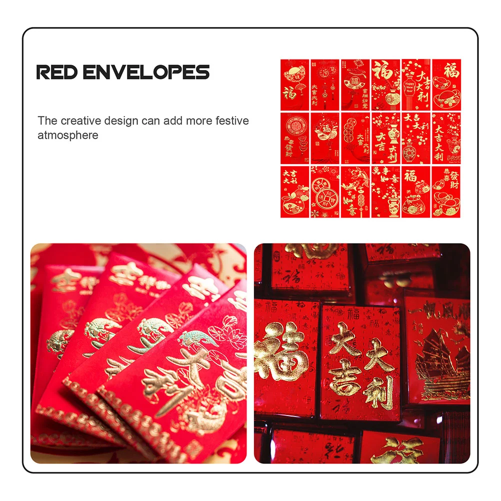 36 Pcs New Year Red Envelope Packet Envelopes Chinese 2023 Paper Wallet Lunar Cartoon Luck Money Bag