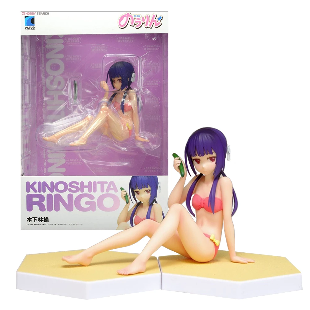 9CM Anime No-Rin Kinoshita Ringo Figure Beach Queens Series Swimsuit Sitting Anime Model Toy Gift Collection Action Figure PVC