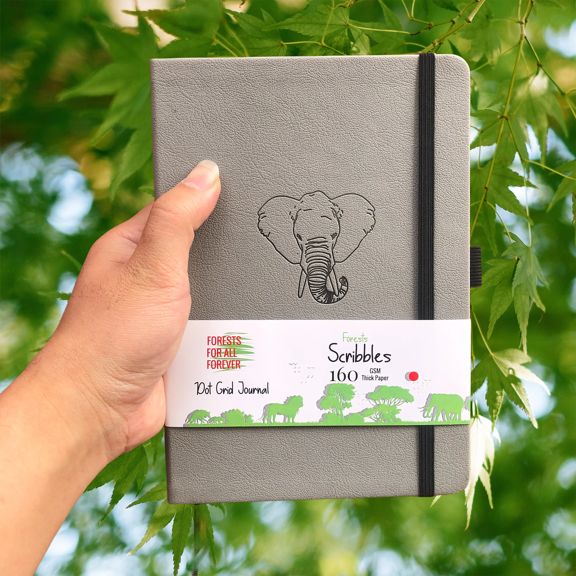 Elephant Bullet Dotted Journal,160gsm Thick Cream Paper Dot Grid Notebook 160 Pages Numbered, 5*5mm DOT-GRID Layouts, Additional