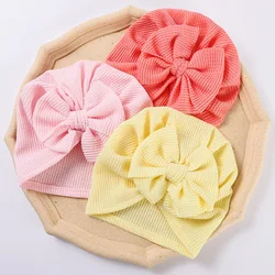 1pcs Big Bow Soft Hat Baby Girls Turban Hat Newborn Cap Knitted Toddler Headwraps Kids Headwear Baby Item Hair Accessories