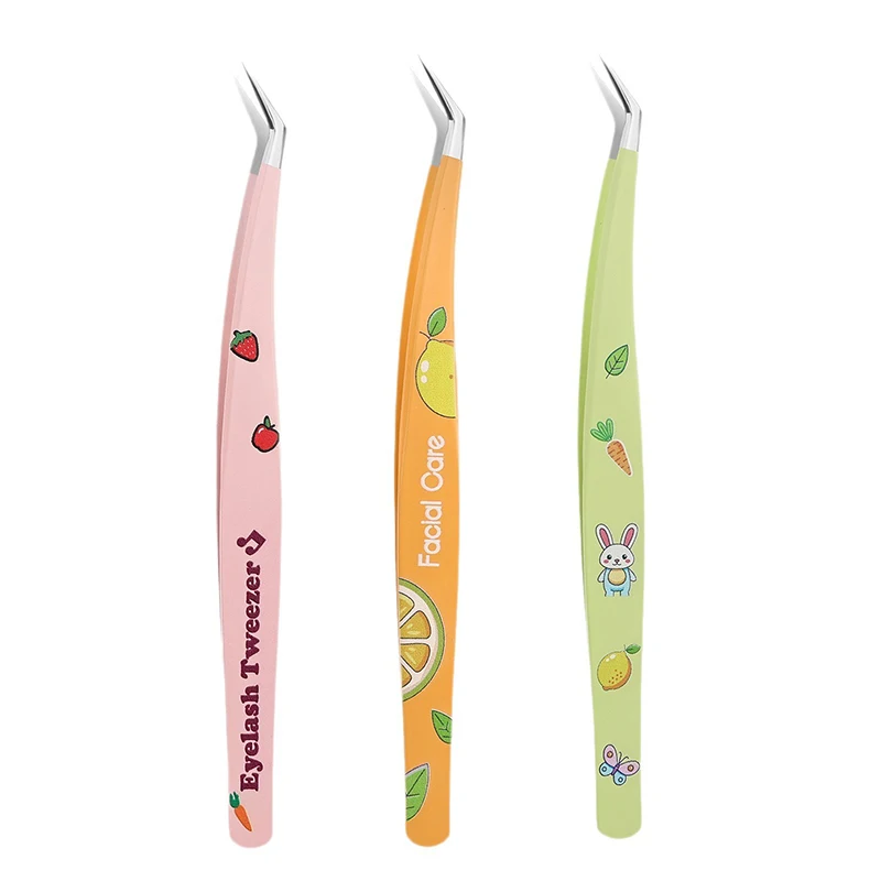 False Eyelash Tweezers Lash Extension Stainless Steel Scrapbook Sticker Tape Picking Straight Head Elbow Tweezers DIY Crafts