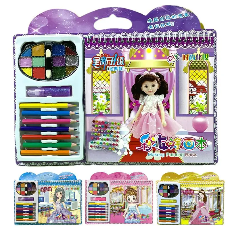 Make-up Malbuch Kreative Prinzessin Make-Up Dress Up Spiel Set mit Strass Aufkleber Kinder Handwerk Set Dress Up Sticker Buch