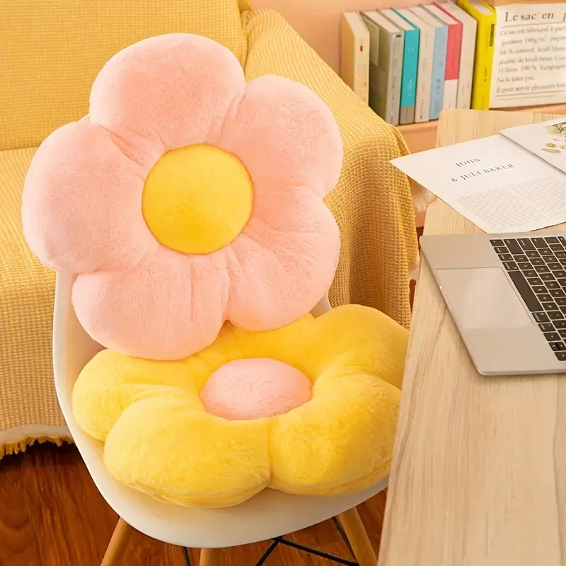 1Pc 32/48cm Furry Plush Flower Plush Pillow Mat Stuffed Lifelike Flower Shape Baby Kids Home Soft Pillow Cushion Home Decor