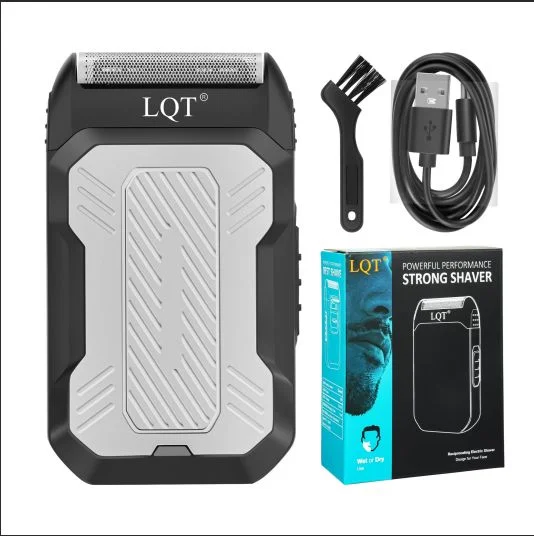 LQT Silver Heavy Duty Foil Shaver USB Rechargeable Barber Beard Finishing Shaving Machine Portable Men Electric Razor Kit