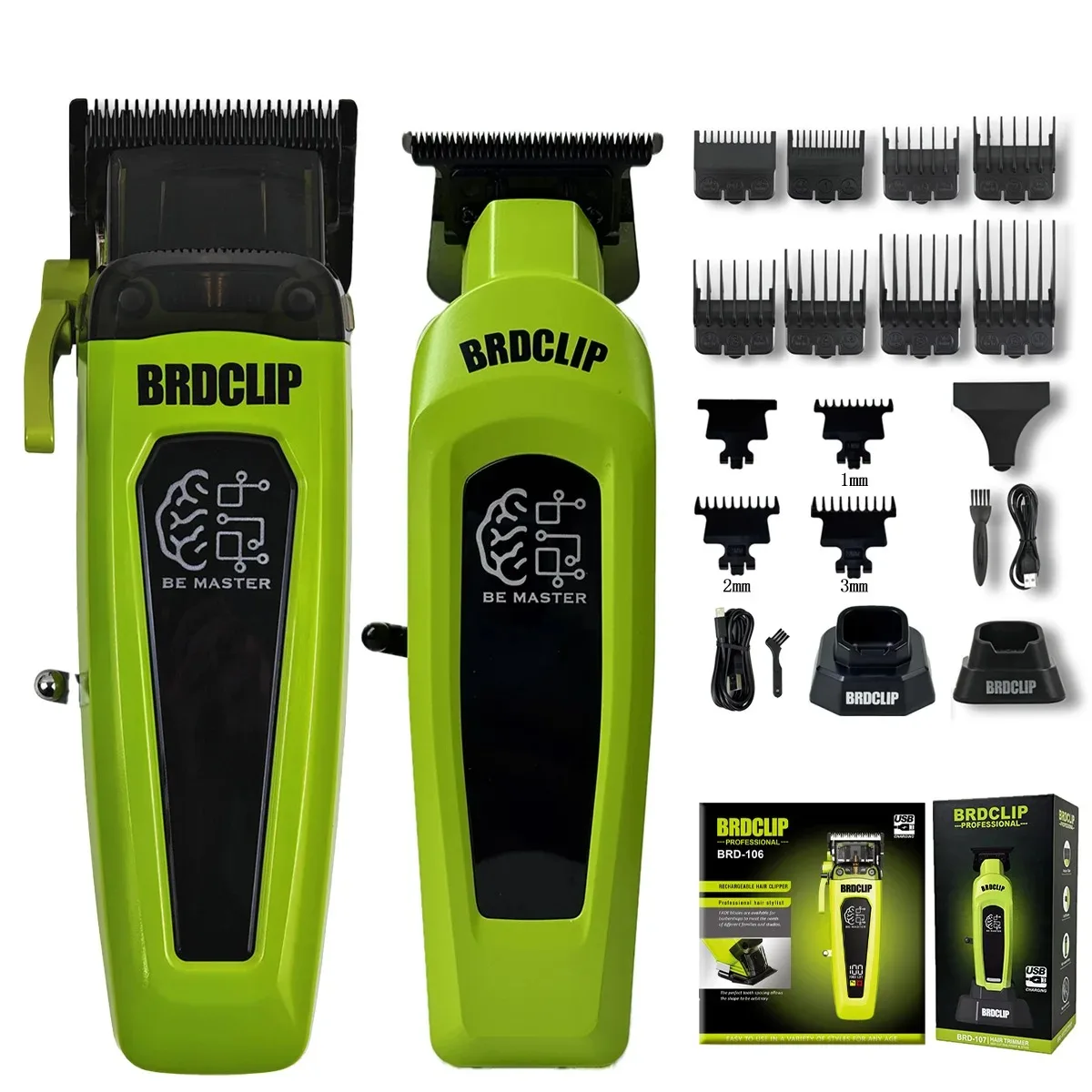 Professionele Elektrische Tondeuse BRD 106 met Basis 7500 RPM Tondeuse voor Man DK-078 DLC Blade 7200 RPM Kapper 2 ST Set