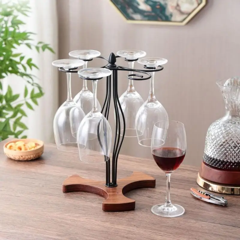 

Quick Install 6 Cup Wine Glass Organiser Kitchen Countertop Goblet Storage Rack D2RD