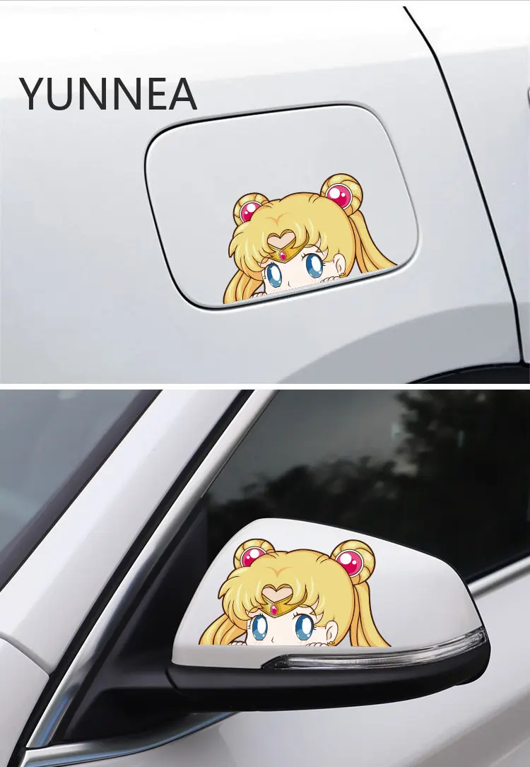 15*9cm Funny Sailor Moon Anime Peeker Car Stickers on Motorcycle Suitcase Home Decor Laptop Covers Vinyl Decal KK