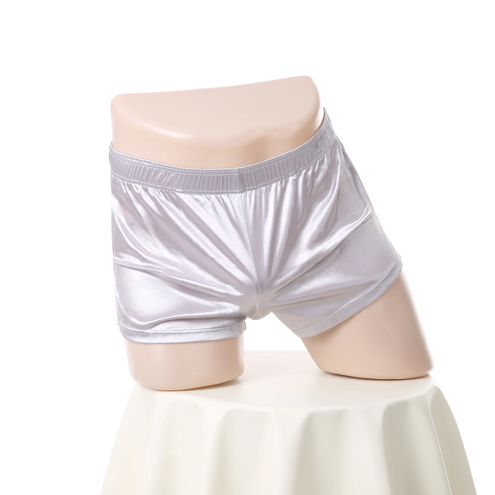 Sexy Nachtwäsche, Schlafanzug, kurze Hosen aus Satin, Herrenunterwäsche, Lounge-Pyjama, Homewear, Schlafhose, Boxershorts – Detail 14