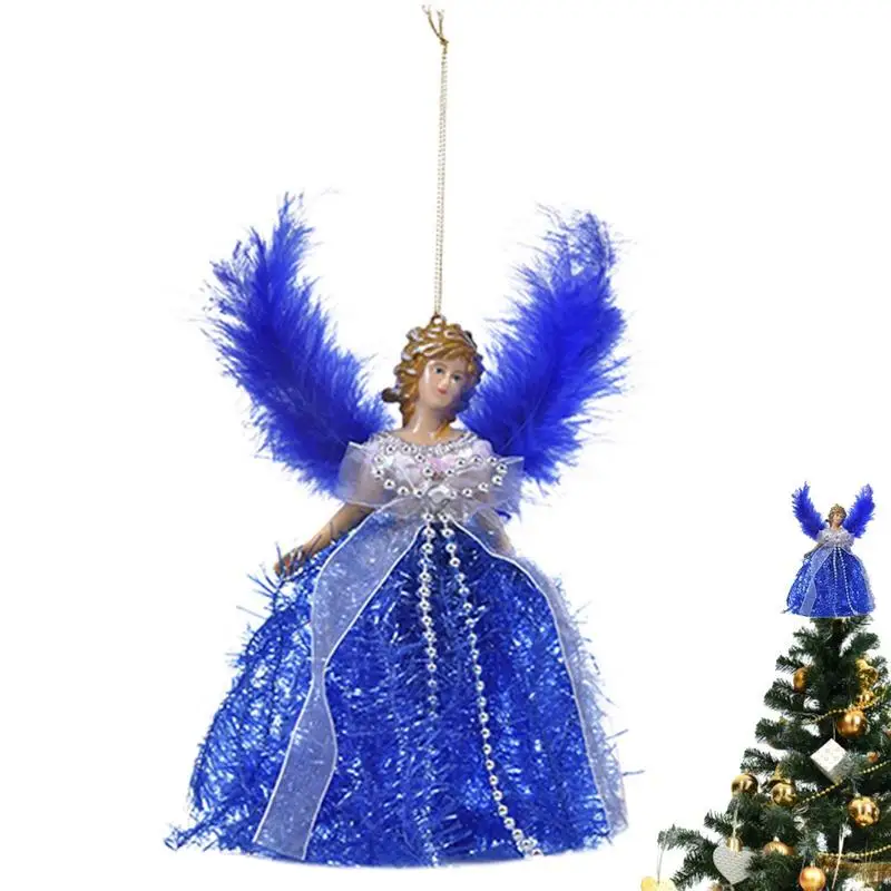 Christmas Angels Topper Pendant With Wings Holiday Party Angel Tree Topper Pendant For Shopping Mall Home Decor