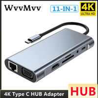 11-in-1 4K USB C 3.0 HUB Type C to HDMI-compatible USB 3.0 Adapter Type-C HUB Dock PD 87W USB C Splitter for MacBook Pro Air