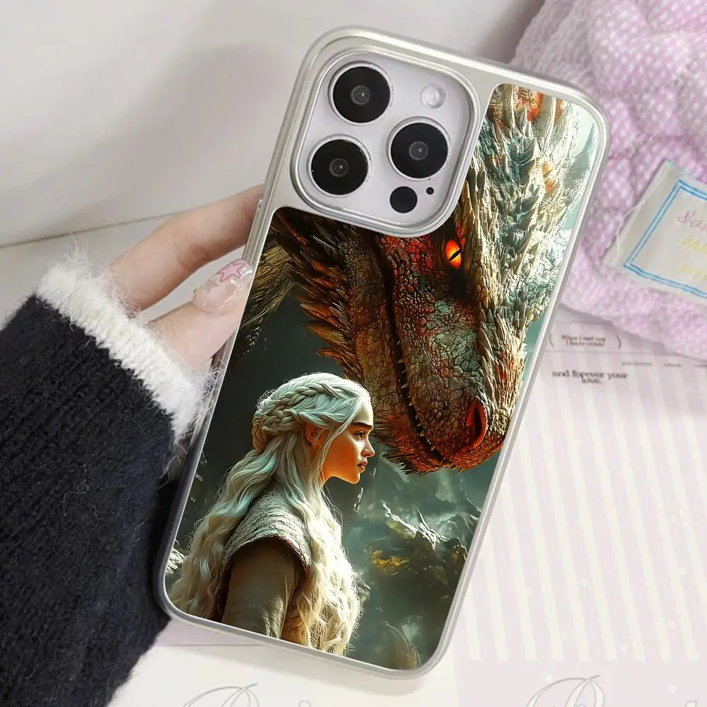 

Dragon Queen Silver Plating Mobile Phone Case for iPhone 17 16 15 14 13 12 11 Air Pro Max Plus Colorful Cover