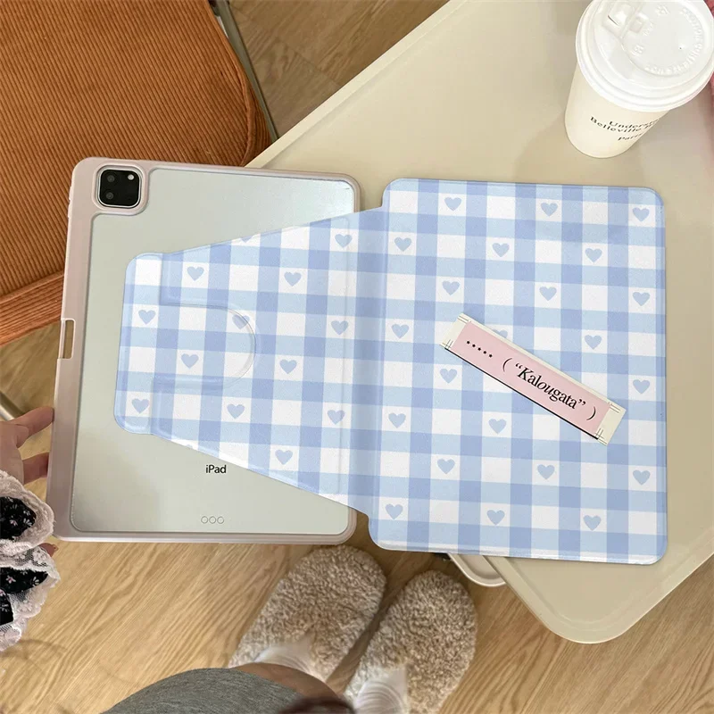 Funda de silicona para tableta Creativity Plaid Love para iPad Pro 11 pulgadas Air 2024 5/4 10,9 10th 5/6/7/8 10,2 9,7 pulgadas Air3 10,5 funda divertida