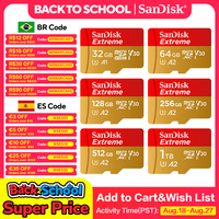 SanDisk Extreme microSDXC UHS-I CARD V30 A2 Memory Card 32GB 64GB 128GB 256GB 512GB 1TB Micro SD Card Max 190Mb/s Flash TF Card