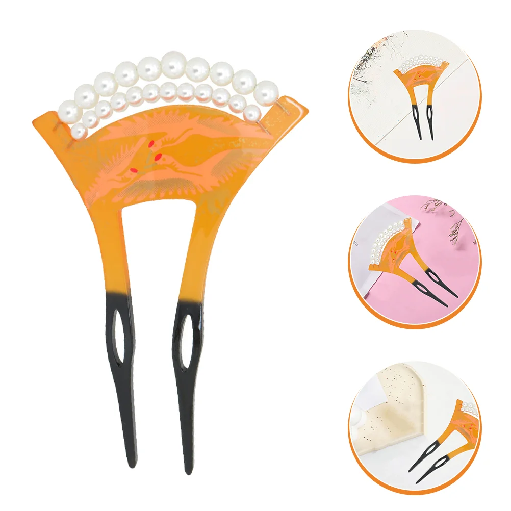 U-shaped Hairpin Informal Accessories Sticks Buns Pearl Japanese Style Headdress Fork Abs Acrylic Girl