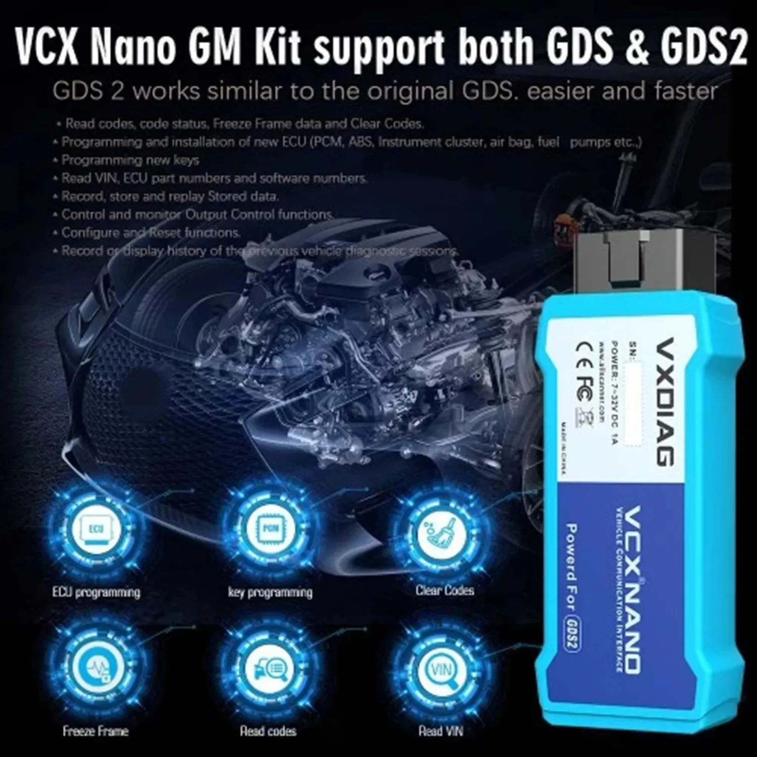 VXDIAG NANO Pro For GM/Chevrolet/Buick VXDIAG GDS2 Tech2win ECU Programming Obd2 Diagnostic Tools WIFI Scanner