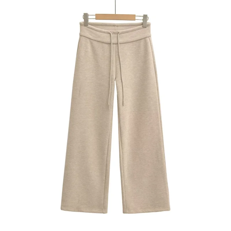 

Comfortable Dstring Elastic Waist Wide Leg Sweatpants Loose Drapey Casual Pants Home Outdoor Wear Versatile Bot