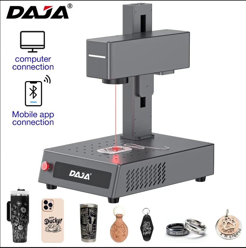 DAJA S5 Portable Fiber Laser Marking Machine for IPhone Android Computer Jewelry Business Can Engrave All Leather Plastic Metal