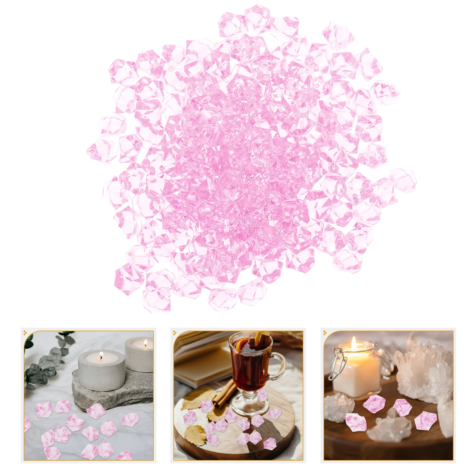 500 Pcs Reusable Clear Ice Cubes Simulation Broken Table Scatter Decor Props Pink Acrylic