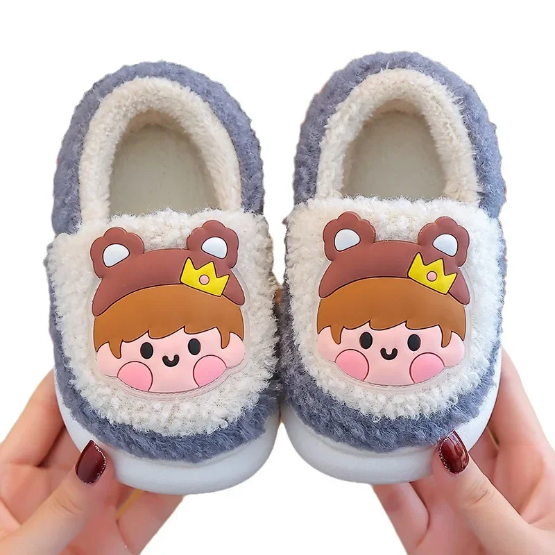 Pantuflas Child Cotton Slippers Winter New Indoor Girl House Shoes Cute Slippers for Home Heel Cotton Shoe Kids Shoes Flip Flops