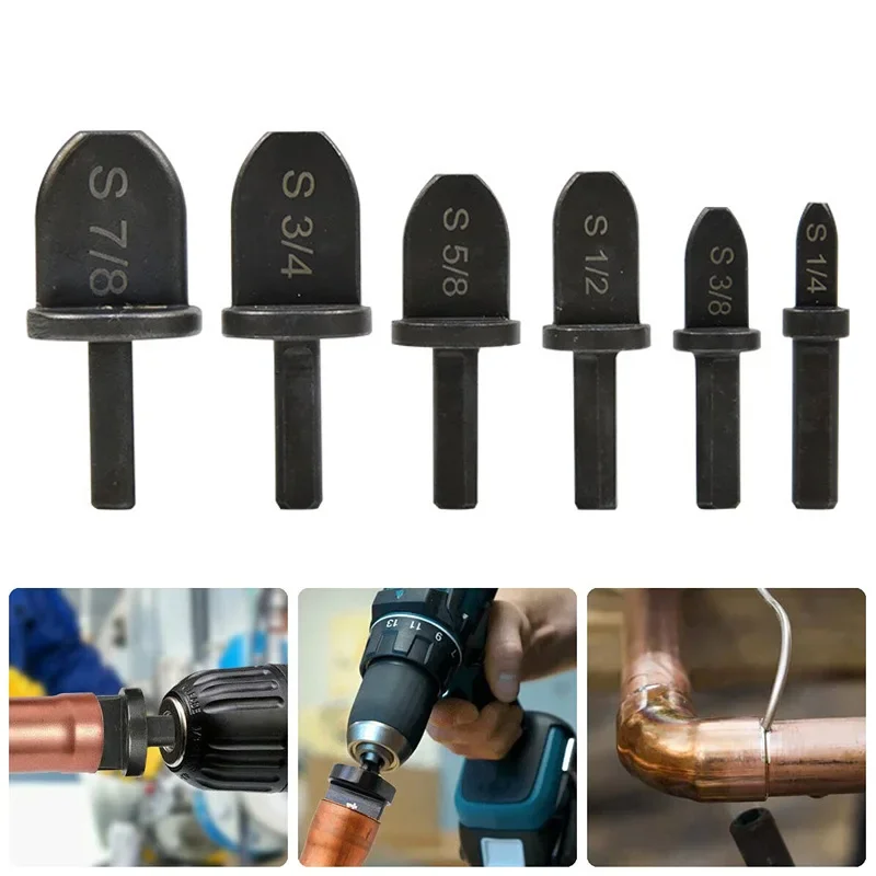 

5/6pc Hex Shank Swaging Tool Drill Bit Set Copper Pipe Flaring Tool Air Conditioner Copper Pipe Swaging Drill Bits Tube Expander