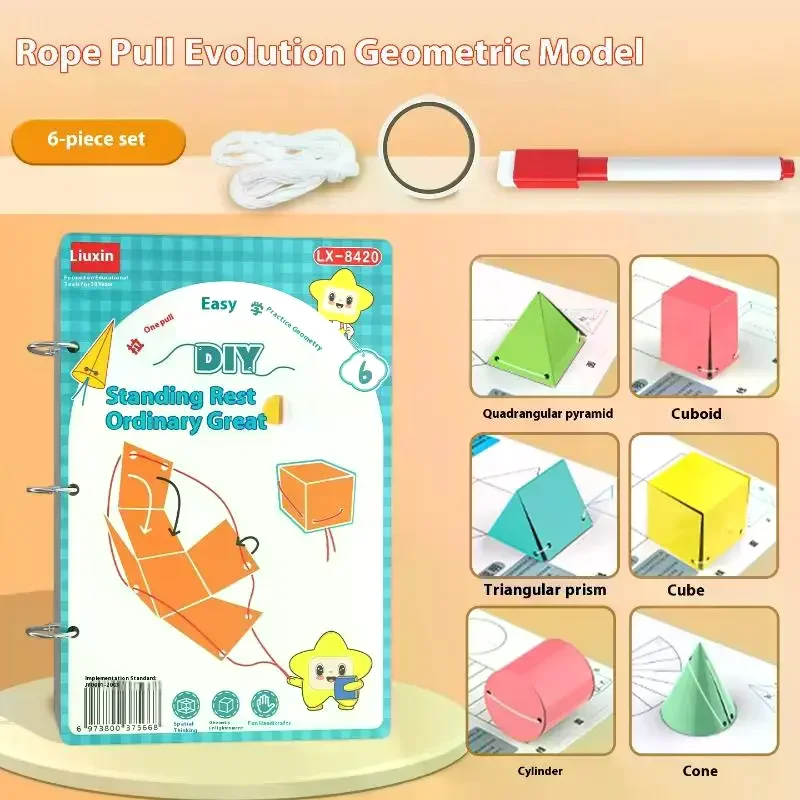 1 Set Spatial Thinking Training DIY Math Learning Book 3D Geometry Quiet Book For Kids Montessori Educational Tracing Workbook