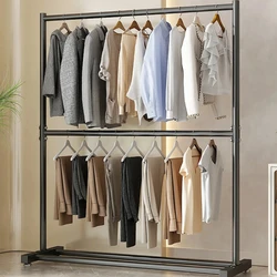 Clothes Rack for Living Room, Floor Standing Coat Hanger, Modern Closet Organizer, Multifunctional Shelves with Hook, Home