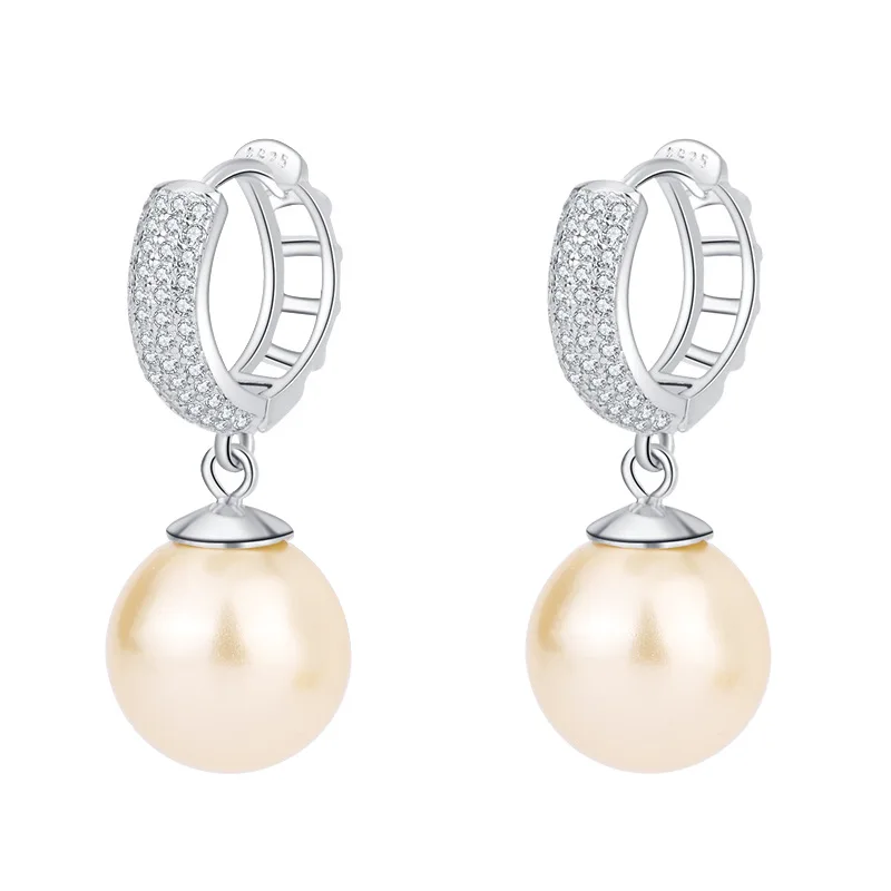 100% S925 Sterling Silver Fritillary Pearl Retro Tassel Drop Earrings Birthday Gift for Women Jewelry Wedding Anniversary 12mm