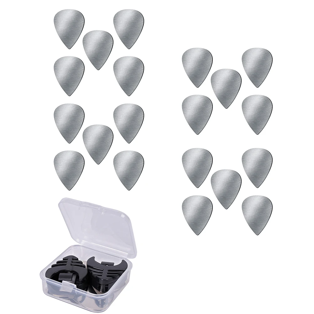 

1 Set Guitar Stainless Steel Picks Plastic Pick Covers Storage Box For Bass Plectrum Kit Picks Carry Travel Use Guitar Pick
