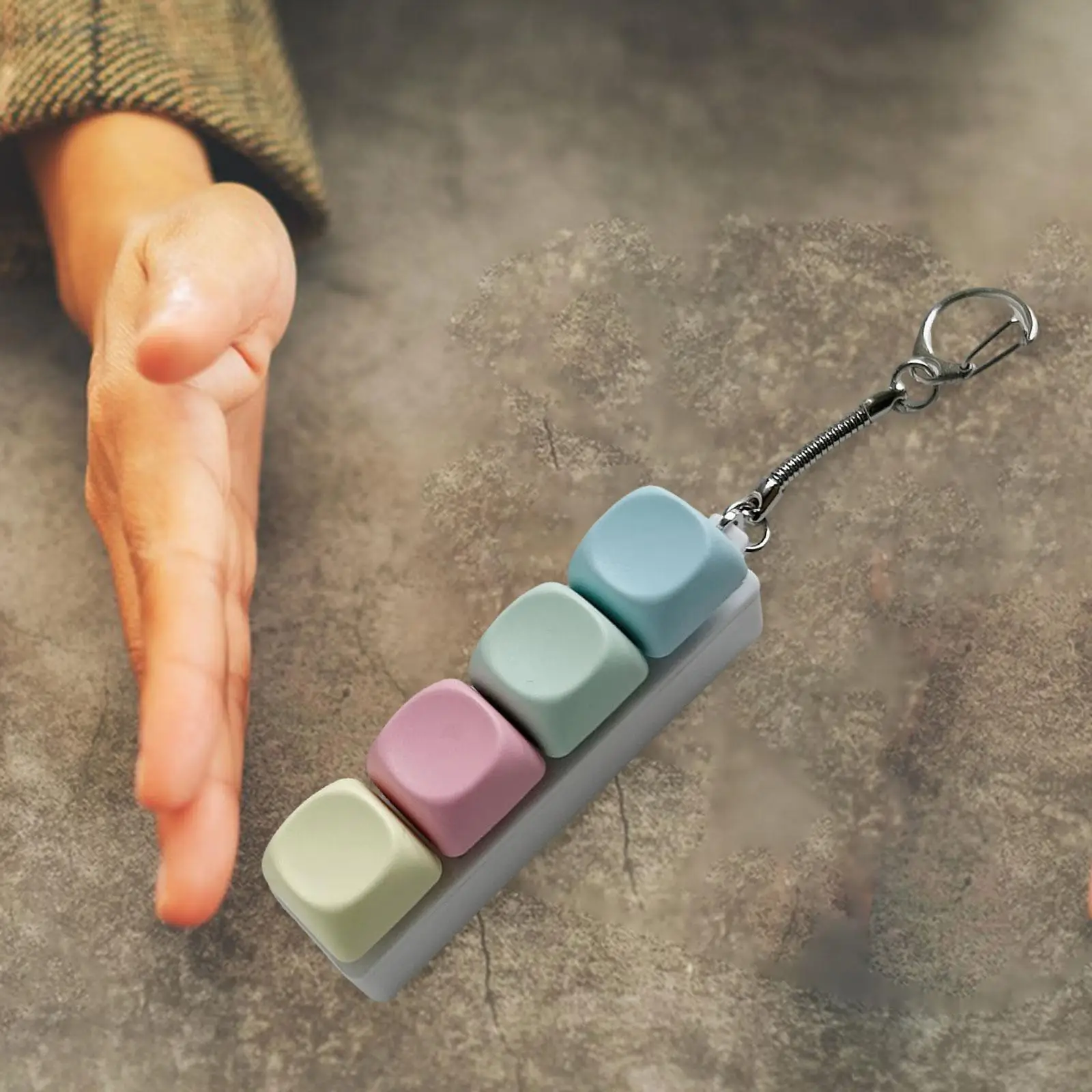 

Multicolor 4 Button Key Board Keychain Finger Toy PVC Material Clicking Toy