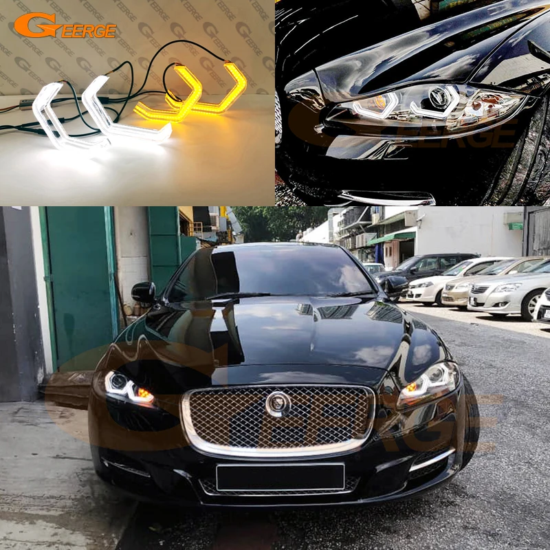 For Jaguar XJ XJR XF XE F Pace Super Bright Led Concept M4 Iconic Style 3D Hexagon Angel Eyes Kit Halo Rings