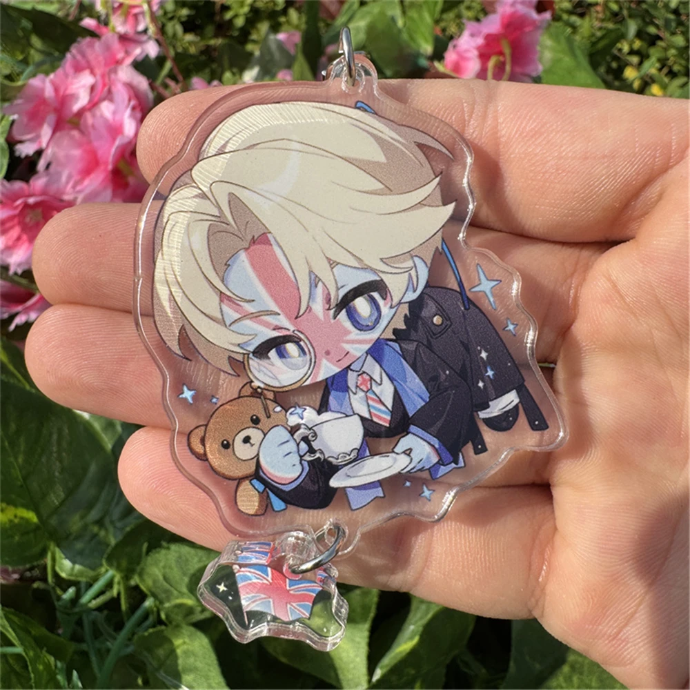 Game CountryHumans CN USA FR UK RUS Cosplay Keychains Key Chains Acrylic Keychain Pendant Xmas Gifts