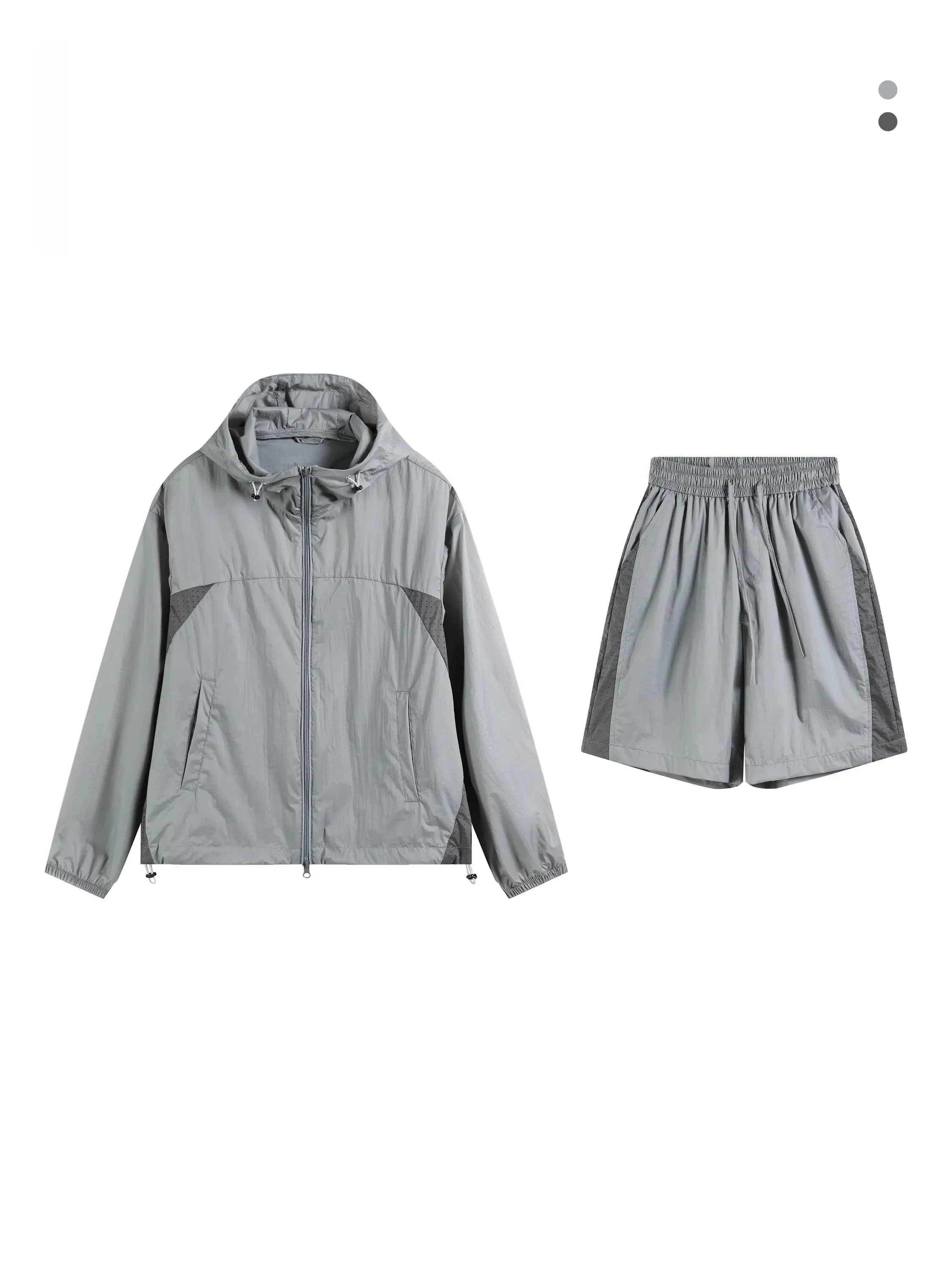 space-rhythm-lightweight-breathable-quick-dry-hooded-sun-protection-jacket-long-pants-sports-suit-polyester-fiber-short-pants