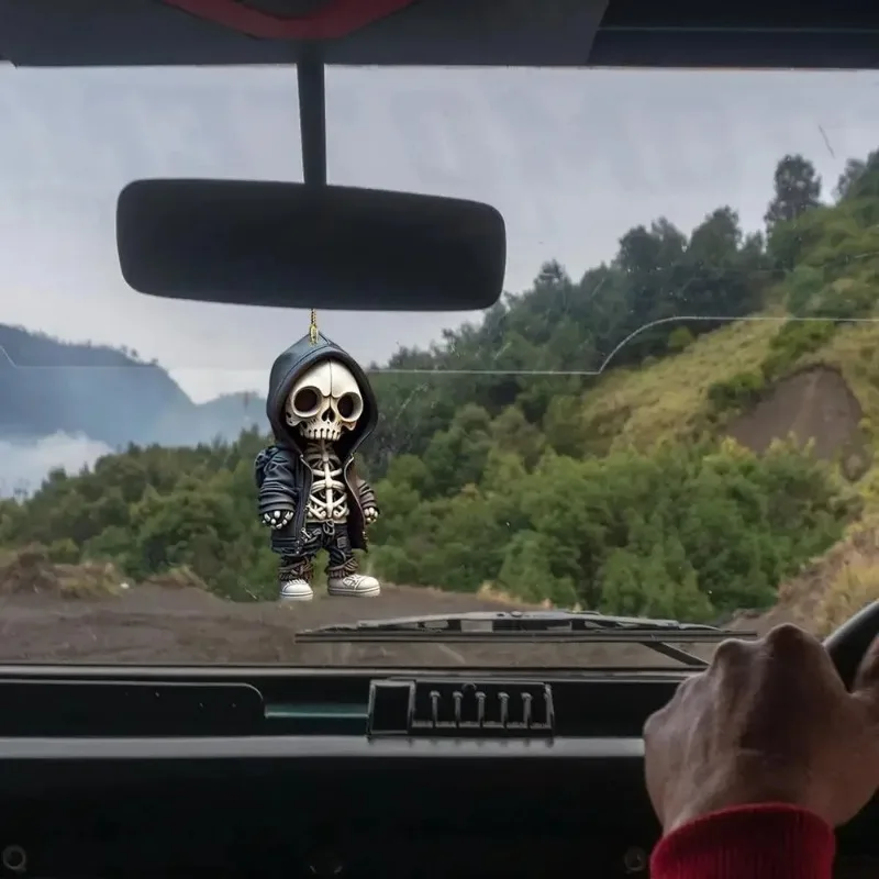 تمثال هيكل عظمي مزخرف لمرآة الرؤية الخلفية ، موديل سيارة ، هيكل عظمي ، تمثال جمجمة ، ملحق قلادة ، ملحق زخرفي #2