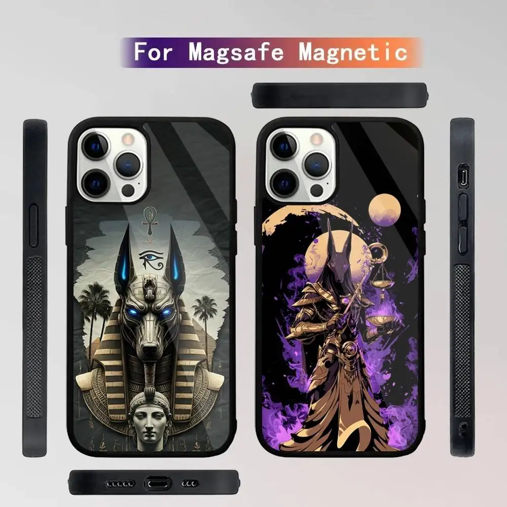 

God Anubis Egyptian Phone Case For iPhone 16,15,14,13,12,11,Plus,Pro,Max Mini Magsafe Magnetic Wireless Charging