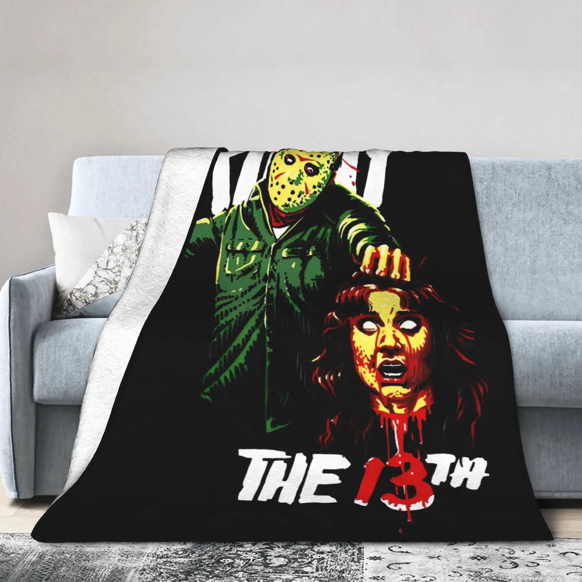 Friday Jason Voorhees 13th Blanket Horror Scary Halloween Flannel Funny Warm Throw Blanket for Bed Sofa Spring/Autumn Office